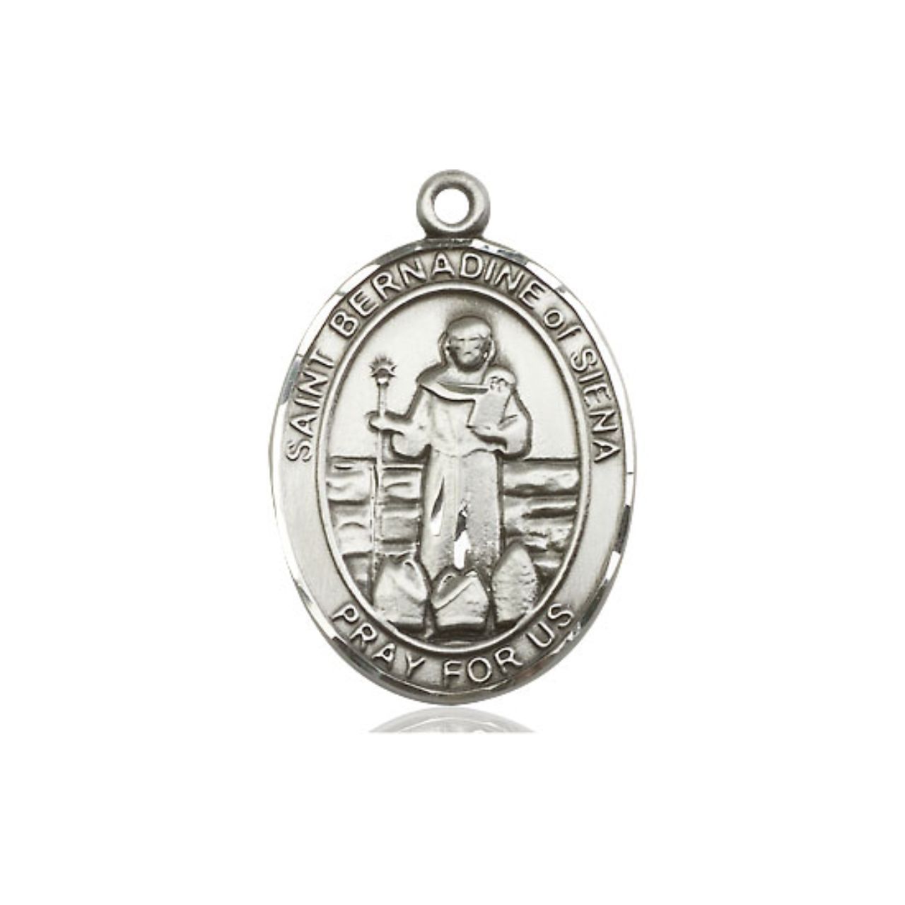St. Bernadine of Siena Medal - Sterling Silver Oval Pendant (3 Sizes)