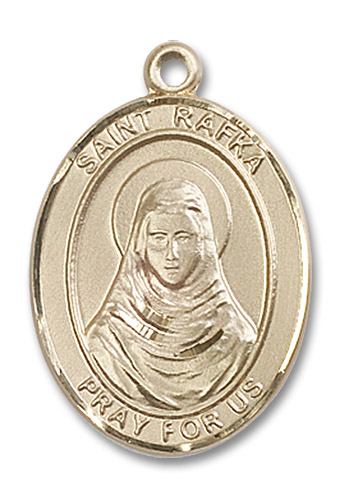 St. Rafka of Smyrna Medal - 14kt Gold Oval Pendant (3 Sizes)