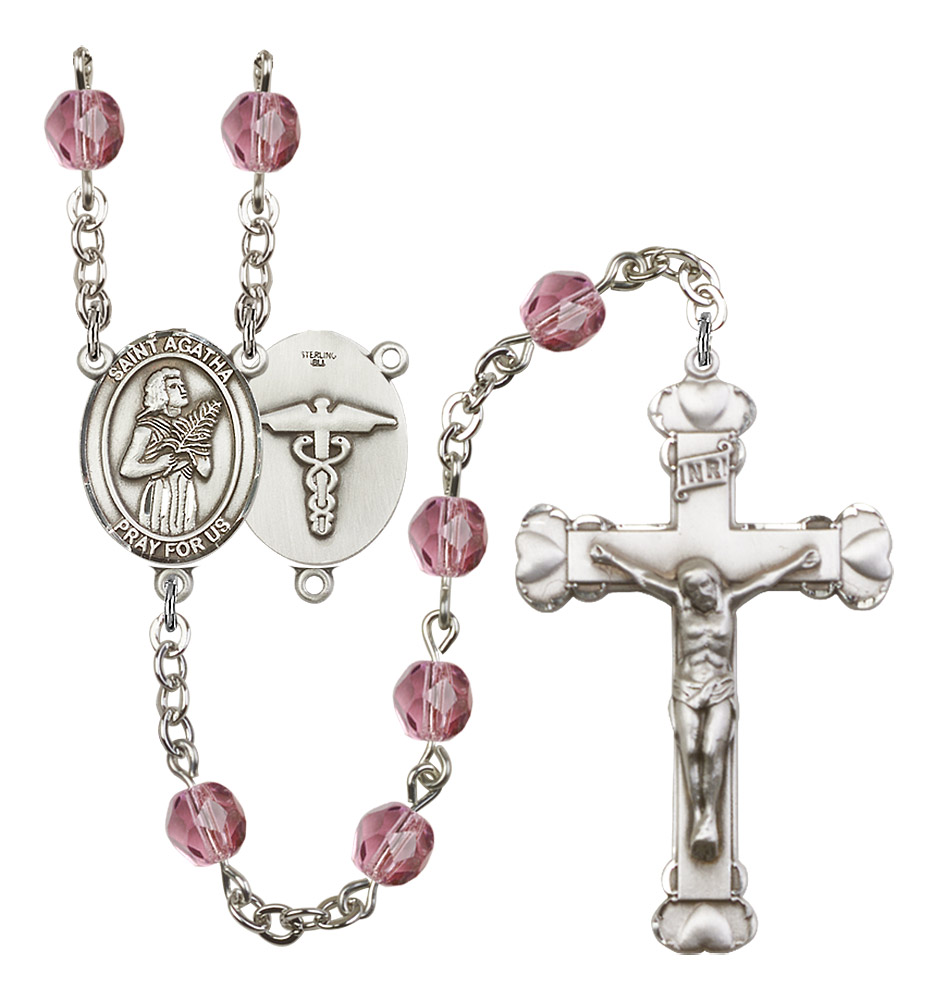 St. Agatha/Nurse Rosary - 6MM Fire Polished Beads (8003S9)