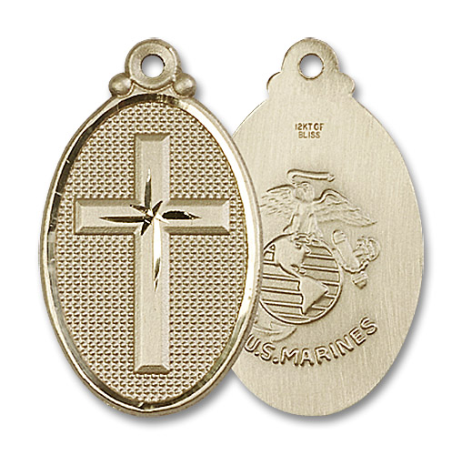 Large Marines Cross Medal - 14kt Gold 1 1/8