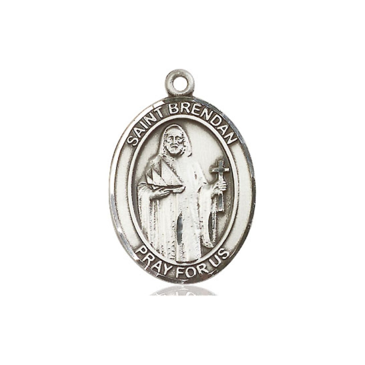 St. Brendan Medal - Sterling Silver Oval Pendant (3 Sizes)