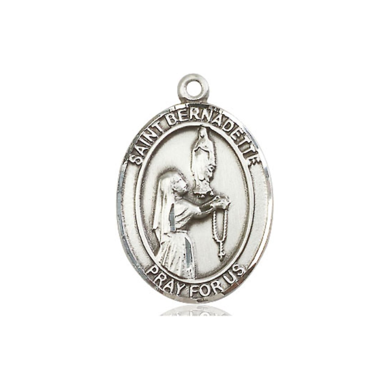 St. Bernadette Medal - Sterling Silver Oval Pendant (3 Sizes)