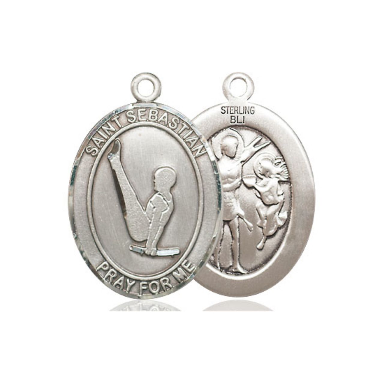 St. Sebastian Gymnastics Medal - Sterling Silver Oval Pendant (3 Sizes)