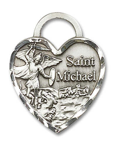 Large St. Michael Heart Pendant - Sterling Silver 1