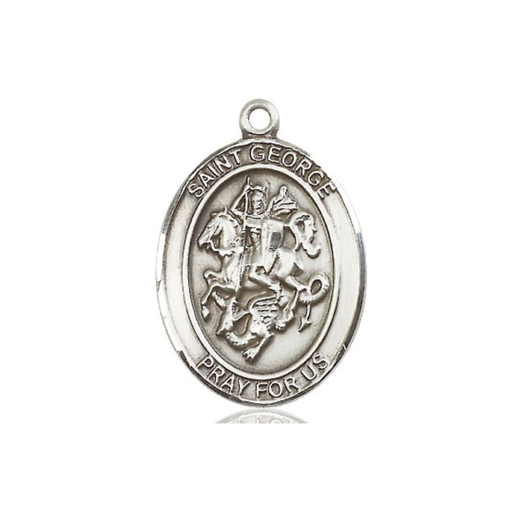 St. George Medal - Sterling Silver Oval Pendant (3 Sizes)