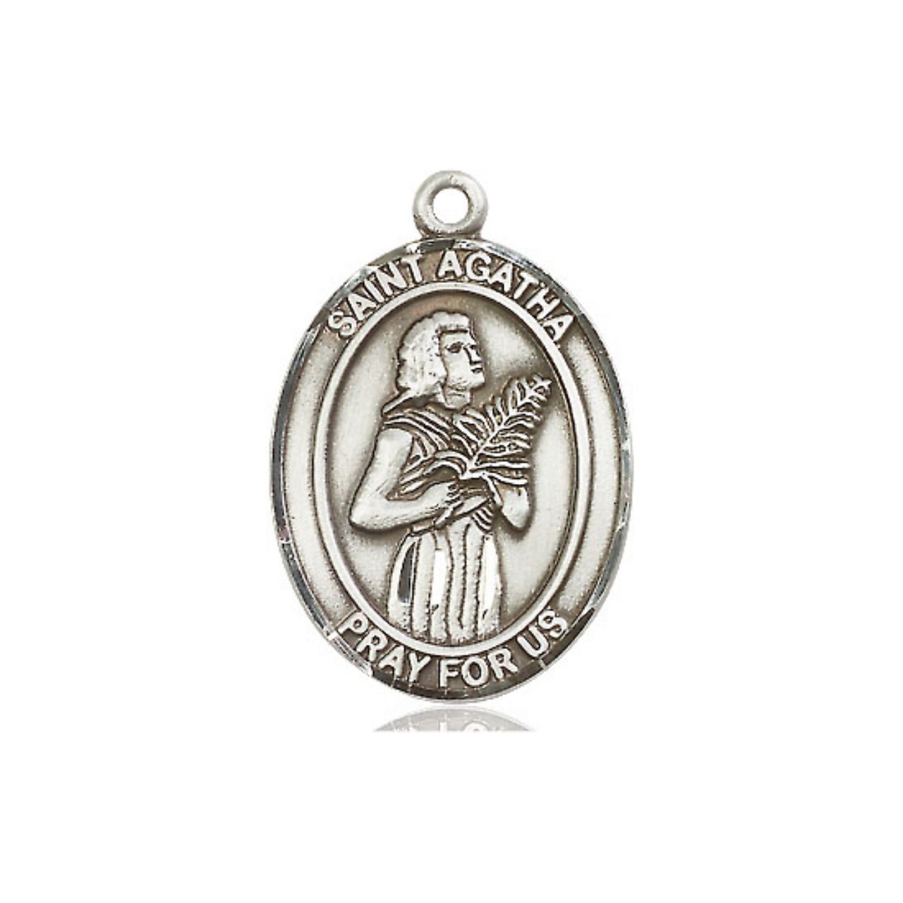 St. Agatha Medal - Sterling Silver Oval Pendant (3 Sizes)