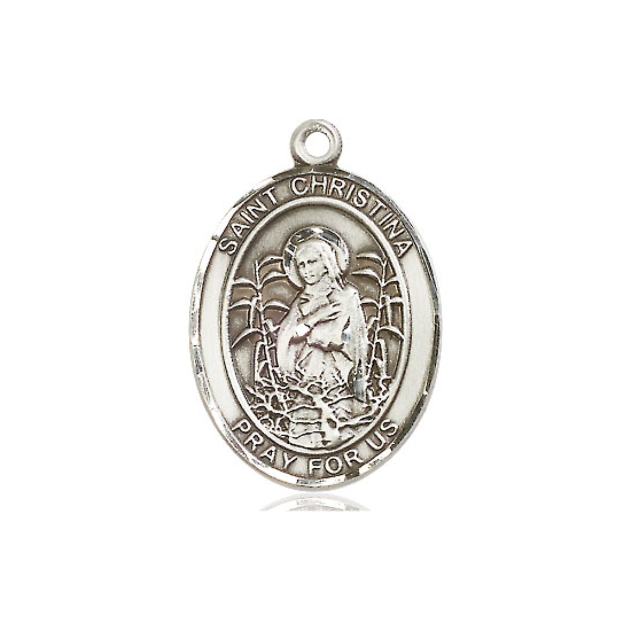 St. Christina Medal - Sterling Silver Oval Pendant (3 Sizes)