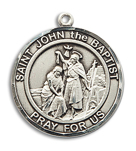 St. John The Baptist Medal - Sterling Silver Round Pendant (2 Sizes)