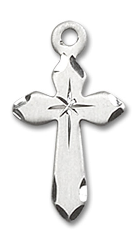 Starburst Cross Pendant - Sterling Silver 5/8