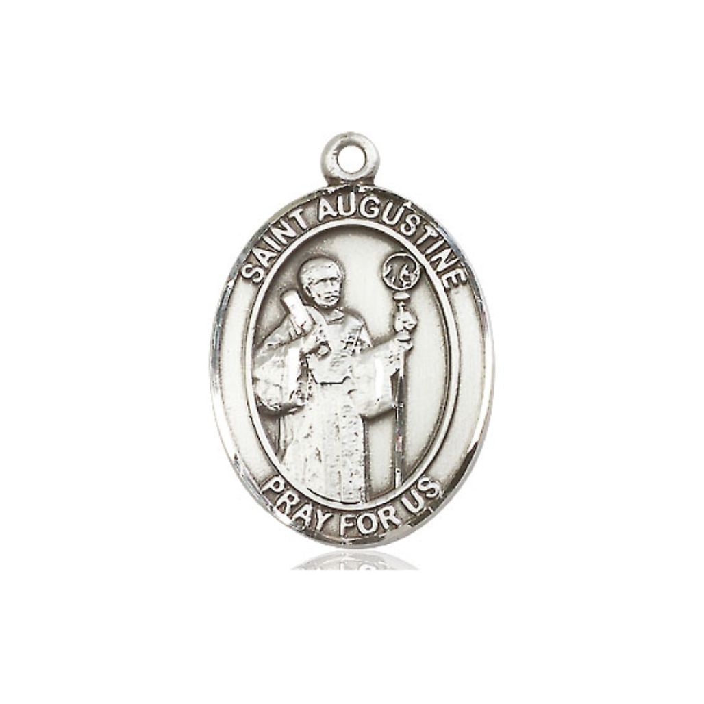 St. Augustine Medal - Sterling Silver Oval Pendant (3 Sizes)