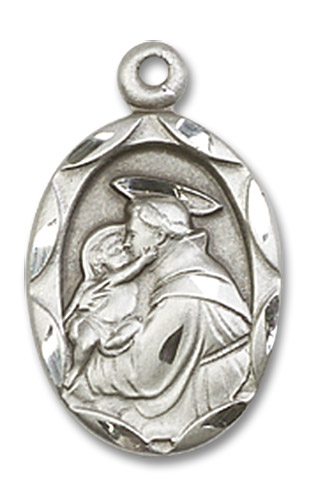 St. Anthony of Padua Medal - Sterling Silver 3/4" x 3/8" Pendant (0612DSS)