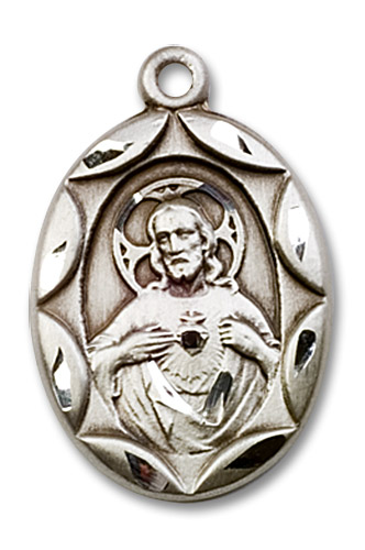 Large Embellished Scapular Medal - Sterling Silver 1