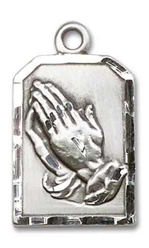 Praying Hands Serenity Prayer Medal - Sterling Silver 7/8