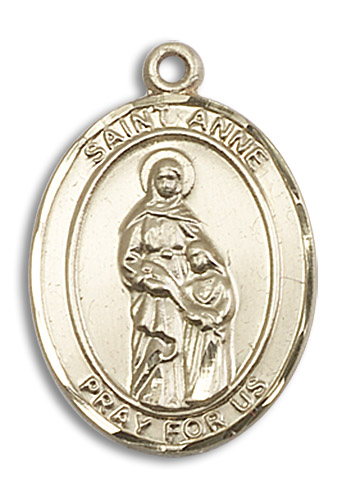 St. Anne Medal - 14kt Gold Oval Pendant (3 Sizes)