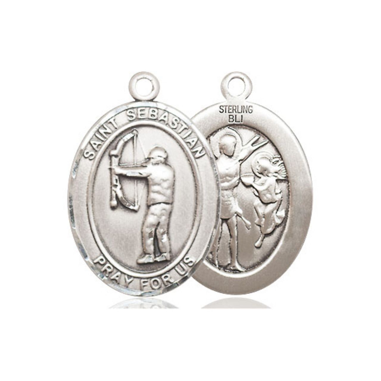 St. Sebastian Archery Medal - Sterling Silver Oval Pendant (3 Sizes)