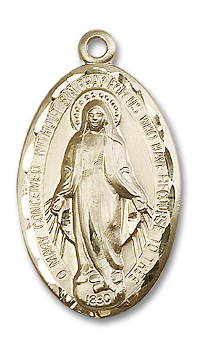 Extra Large Miraculous Medal - 14kt Gold 1 3/8