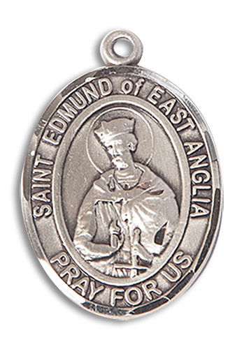 St. Edmund of East Anglia Medal - Sterling Silver Oval Pendant (2 Sizes)
