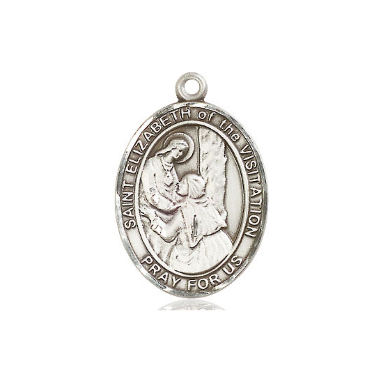 St. Elizabeth of The Visitation Medal - Sterling Silver Oval Pendant (3 Sizes)