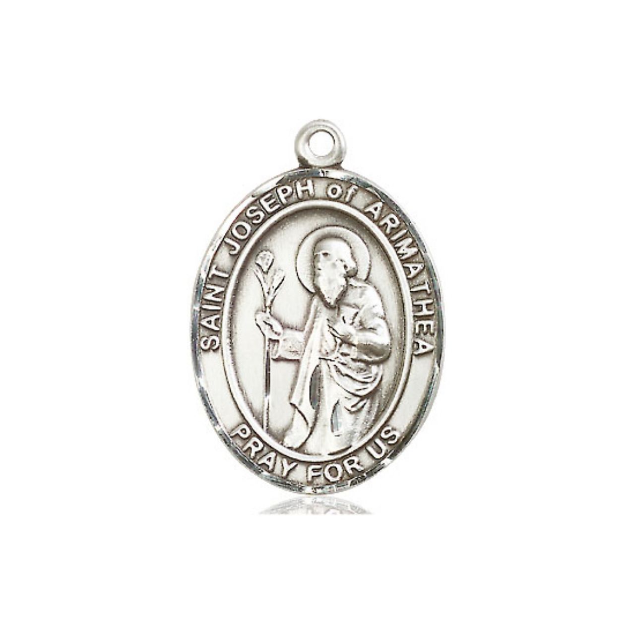 St. Joseph of Arimathea Medal - Sterling Silver Oval Pendant (3 Sizes)