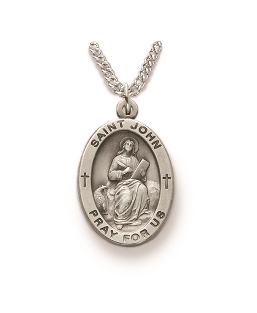 Men's St. John Necklace - Sterling Silver Medal on 24