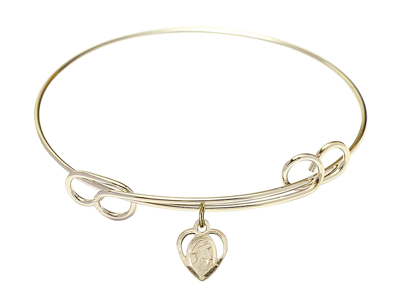 Guardian Angel Double Loop Bangle Bracelet - Gold-Filled Charm (5407GF)