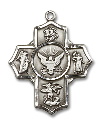 Large Navy 5-Way Medal - Sterling Silver 1 1/4