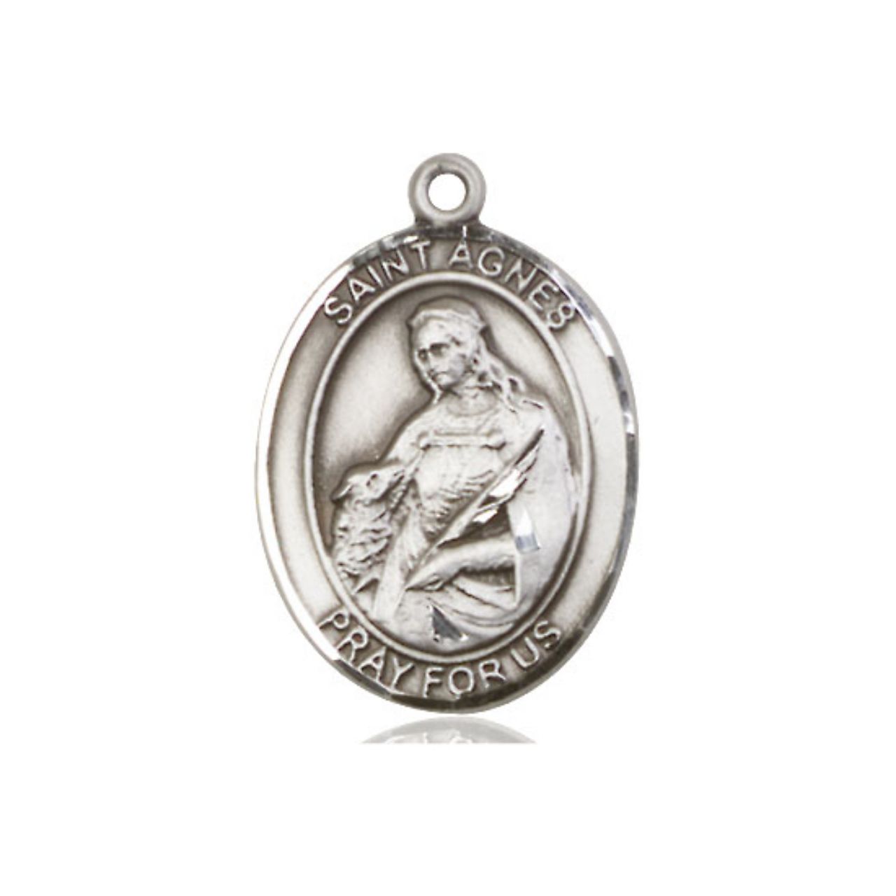 St. Agnes Medal - Sterling Silver Oval Pendant (3 Sizes)