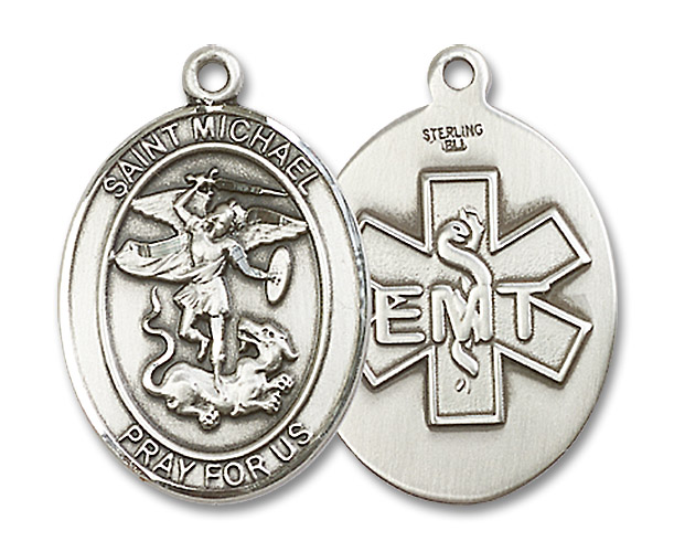 St. Michael Paramedic Medal - Sterling Silver Oval Pendant (3 Sizes)