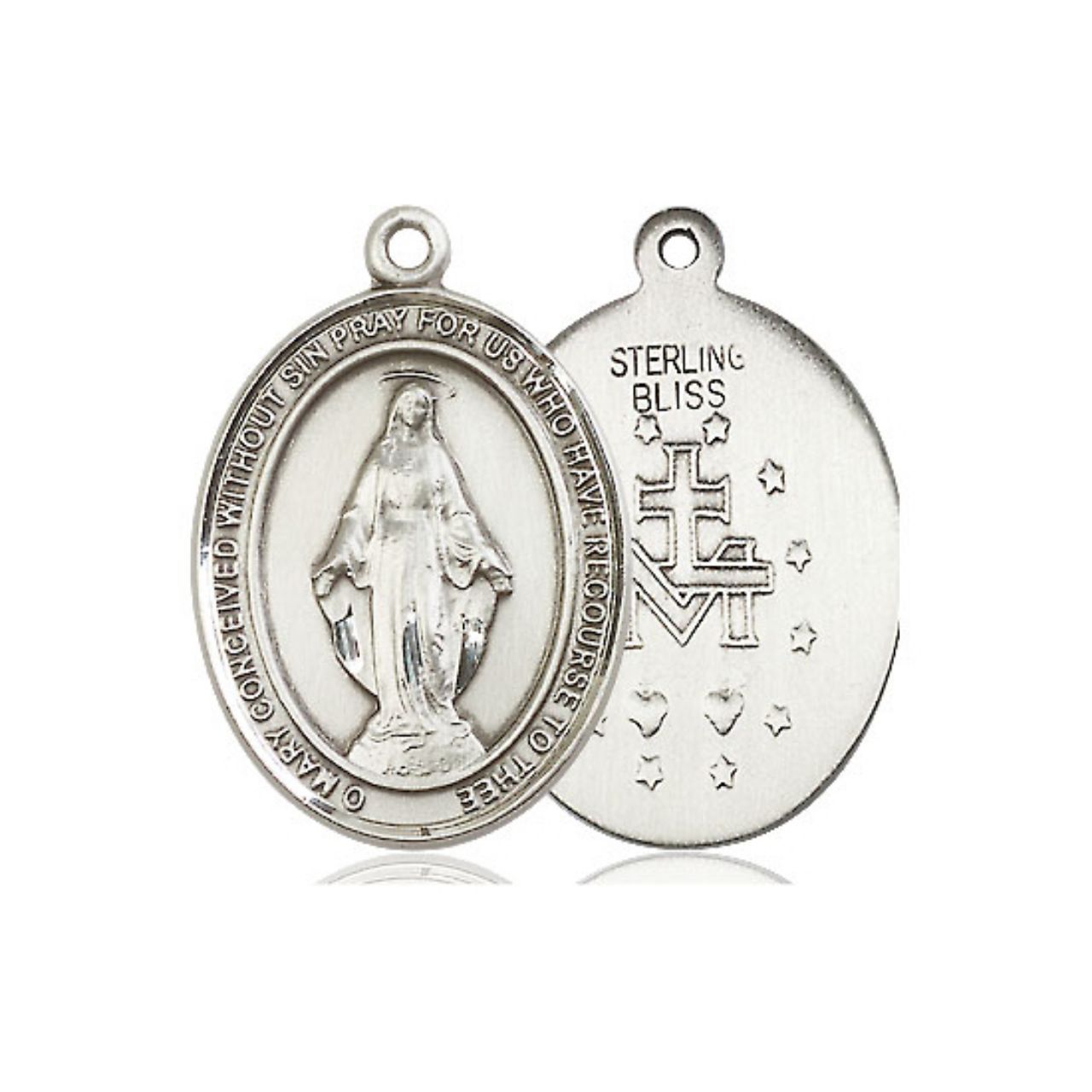 Miraculous Medal - Sterling Silver Oval Pendant (3 Sizes)
