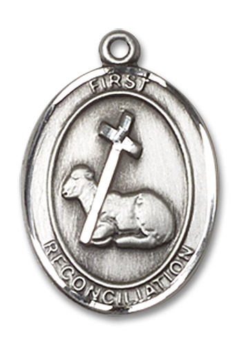 First Reconciliation Medal - Sterling Silver Oval Pendant (2 Sizes)