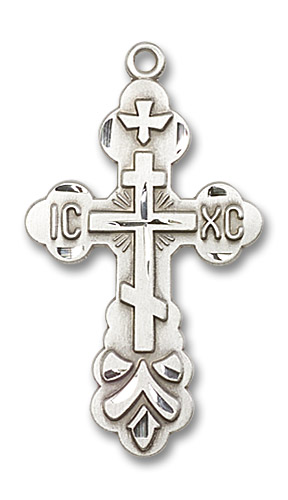 Russian Cross Pendant - Sterling Silver 1 3/8