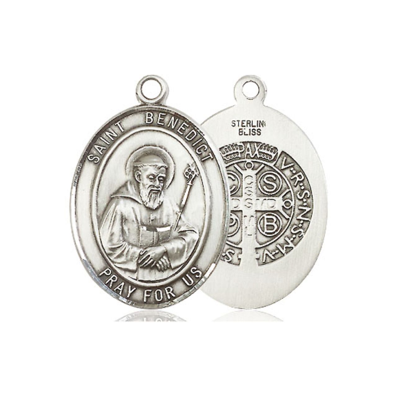 St. Benedict Medal - Sterling Silver Oval Pendant (3 Sizes)
