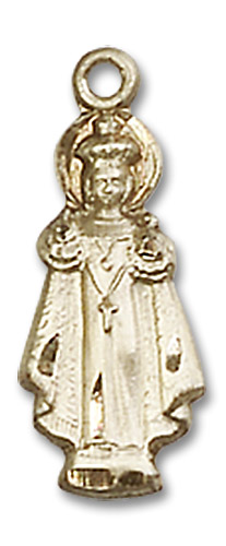 Infant of Prague Figurine Pendant - 14kt Gold 3/4