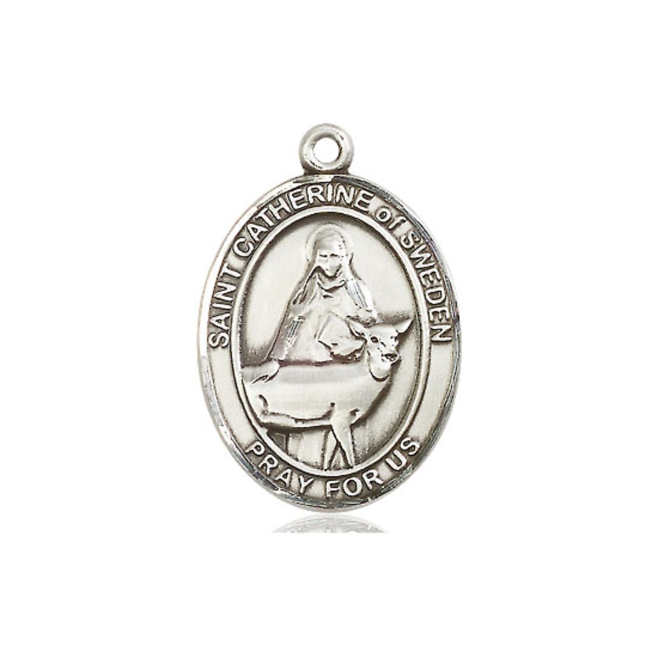 St. Catherine of Sweden Medal - Sterling Silver Oval Pendant (3 Sizes)