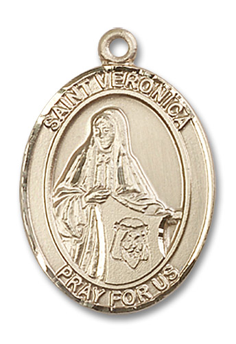 St. Veronica Medal - 14kt Gold Oval Pendant (3 Sizes)