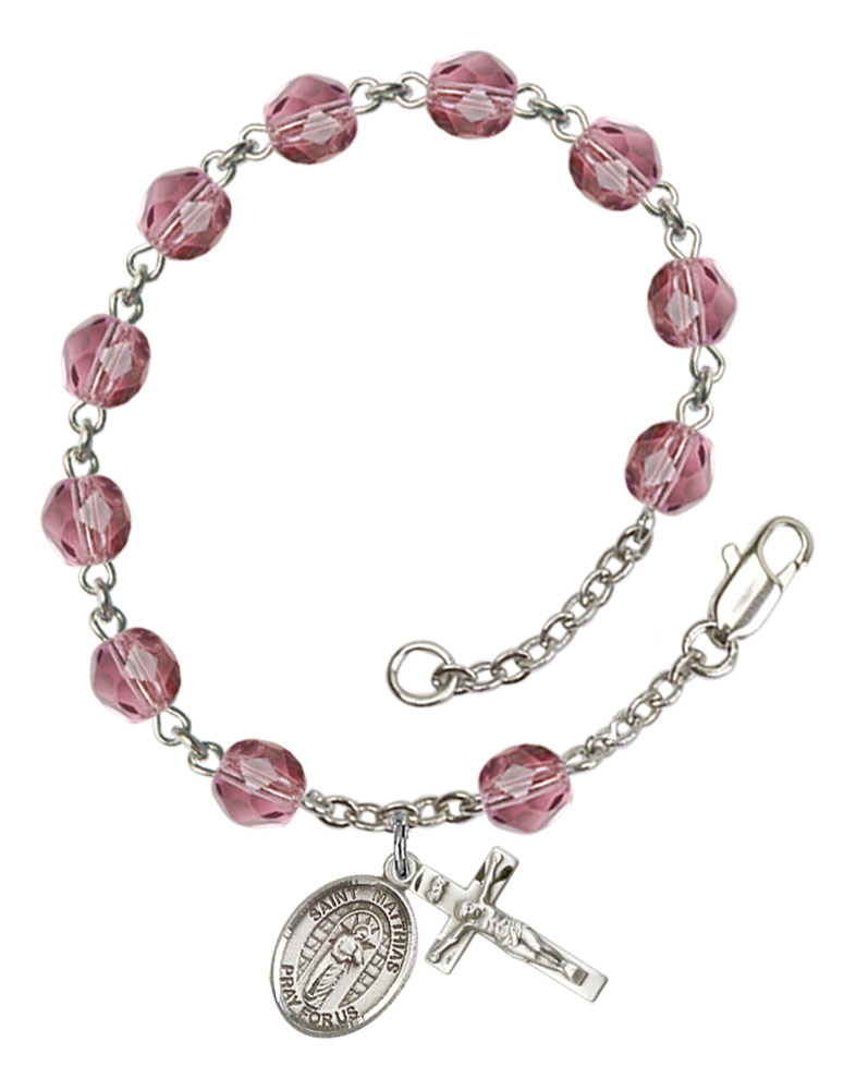 St. Matthias The Apostle Rosary Bracelet With 6MM Fire Polished Beads (RB6000AMS9331)