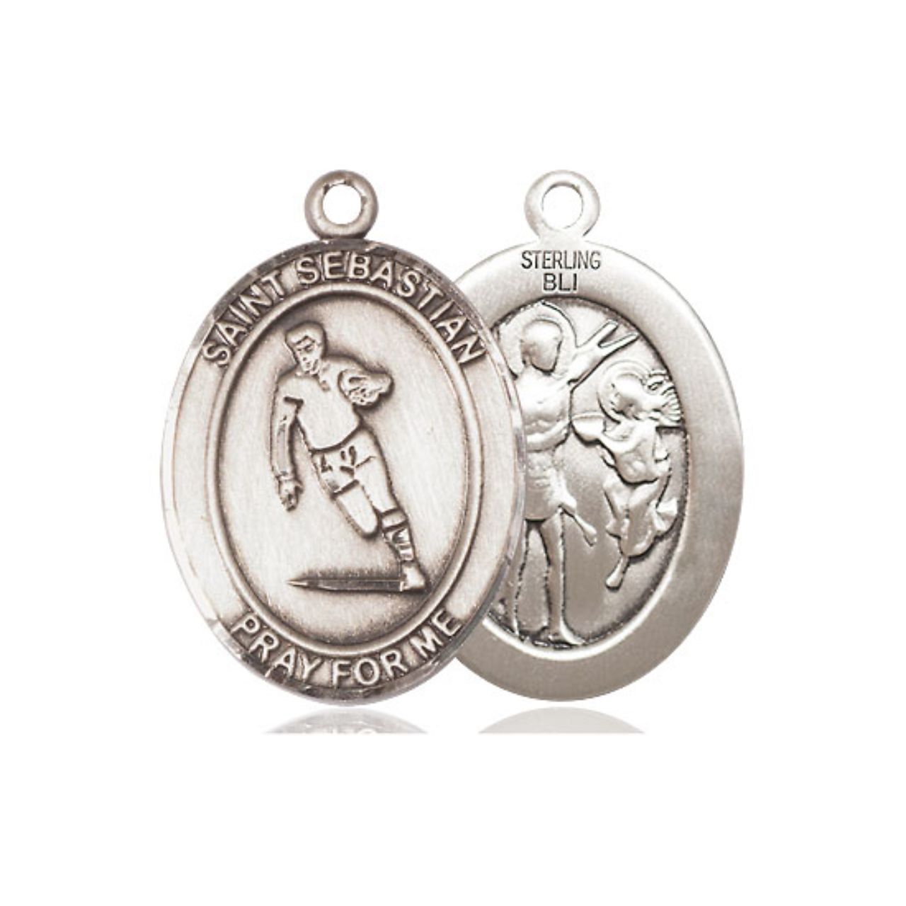 St. Sebastian Rugby Medal - Sterling Silver Oval Pendant (3 Sizes)