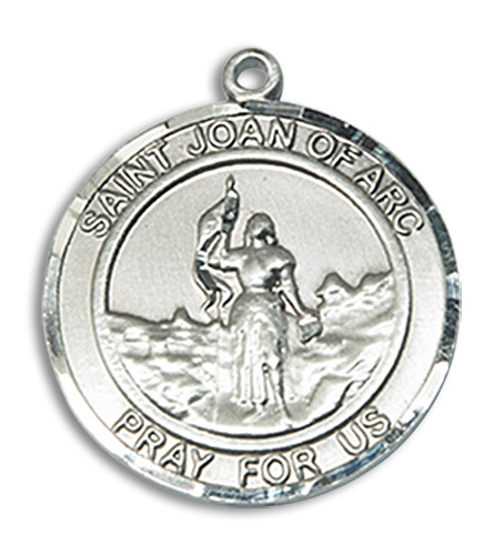 St. Joan of Arc Medal - Sterling Silver Round Pendant (2 Sizes)