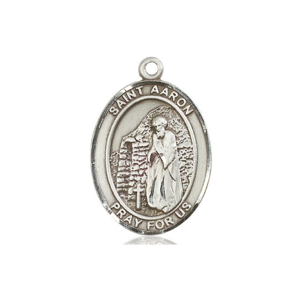 St. Aaron Medal - Sterling Silver Oval Pendant (3 Sizes)