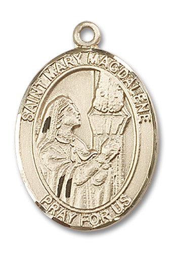 St. Mary Magdalene Medal - 14kt Gold Oval Pendant (3 Sizes)