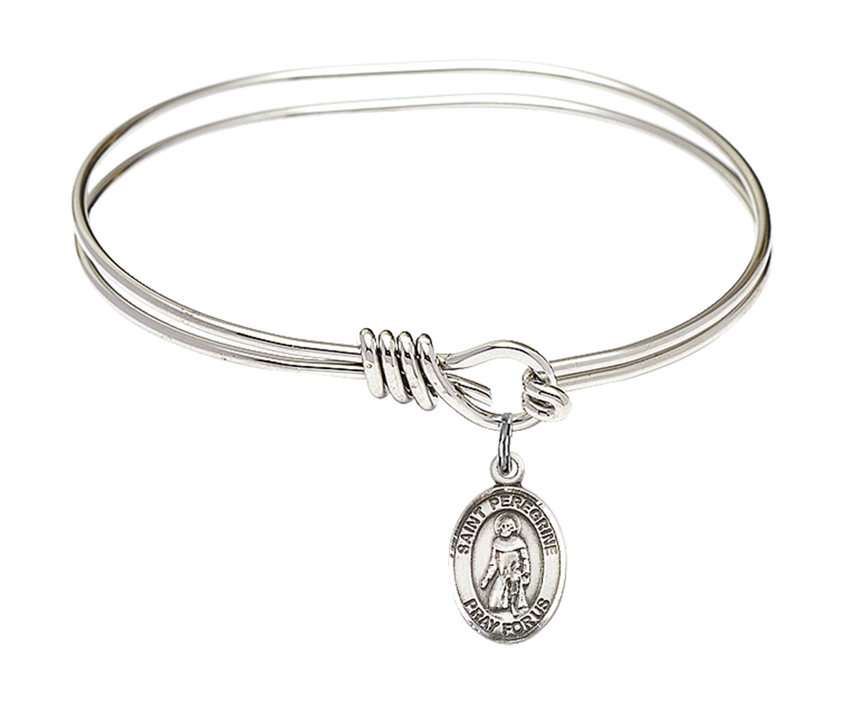 St Peregrine Laziosi Eye Hook Bangle Bracelet - Sterling Silver Charm (9088SS)