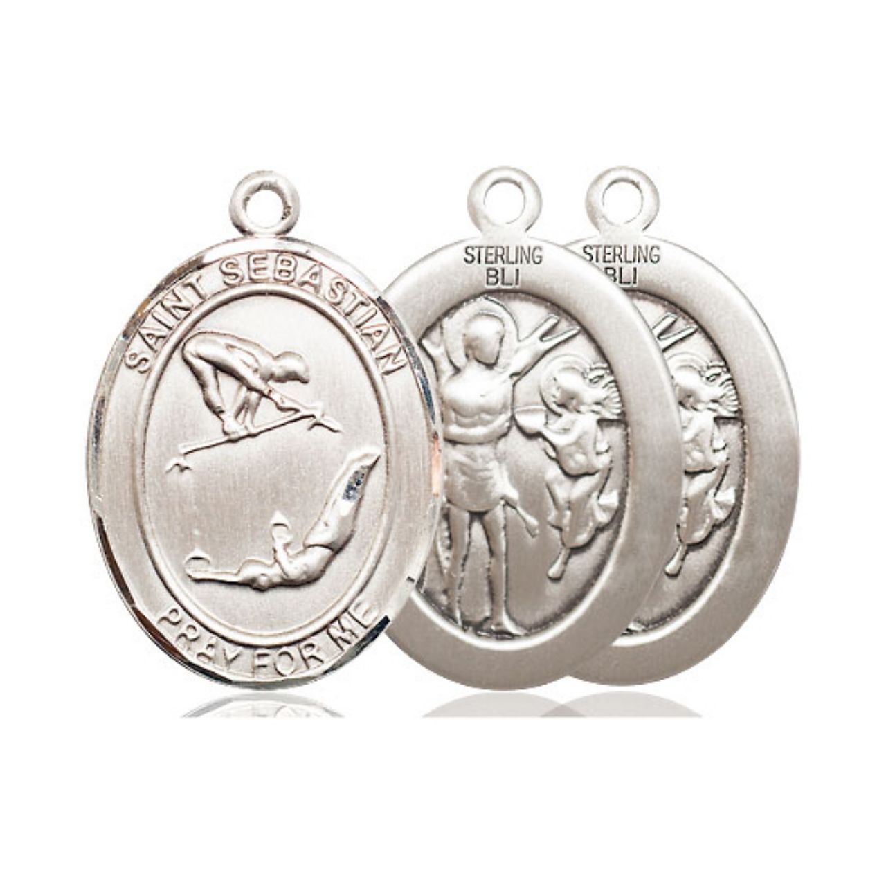 St. Sebastian Gymnastics Medal - Sterling Silver Oval Pendant (2 Sizes)
