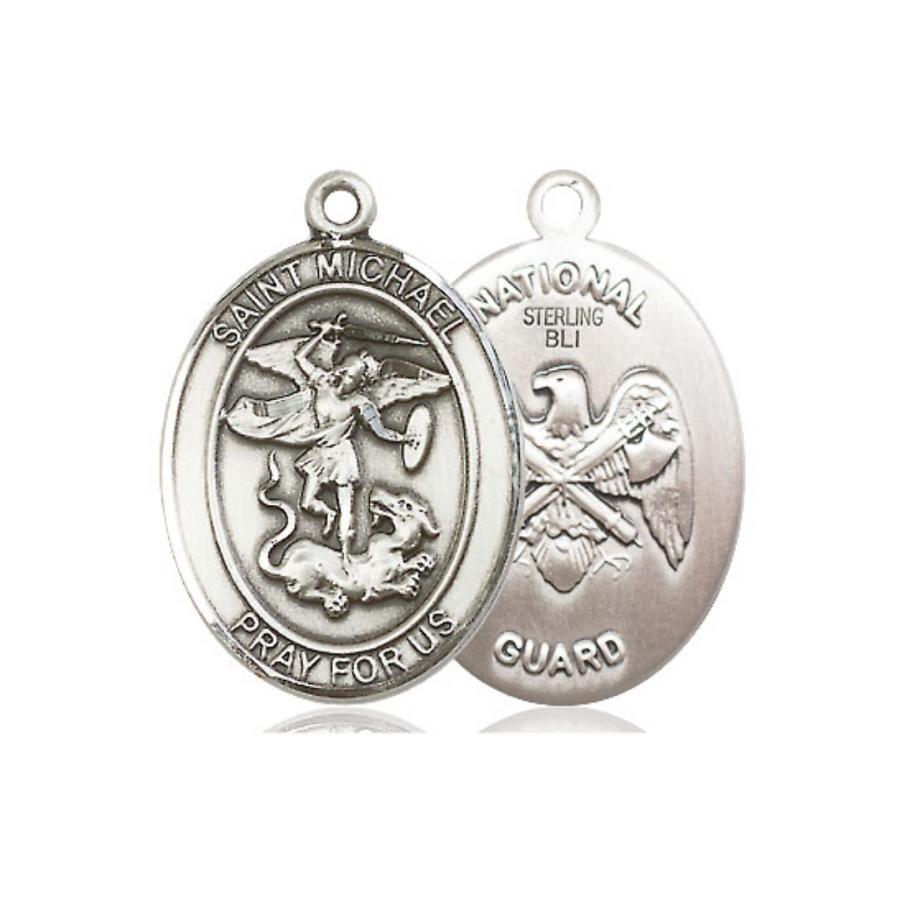 St. Michael National Guard Medal - Sterling Silver Oval Pendant (3 Sizes)