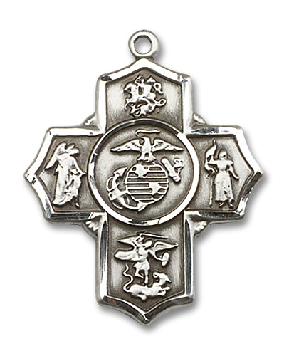Large Marines 5-Way Medal - Sterling Silver 1 1/4