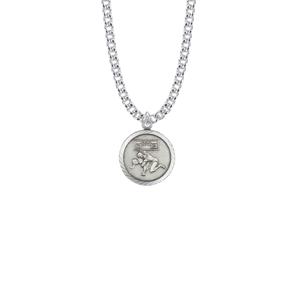 Christ Strengthens Me Wrestling Necklace - Sterling Silver Pendant On 20" Stainless Chain (SM8607SH)