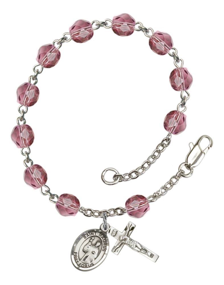 St. Maurus Rosary Bracelet With 6MM Fire Polished Beads (RB6000AMS9241)