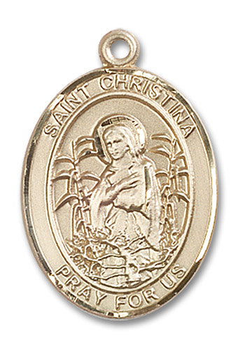 St. Christina Medal - 14kt Gold Oval Pendant (3 Sizes)