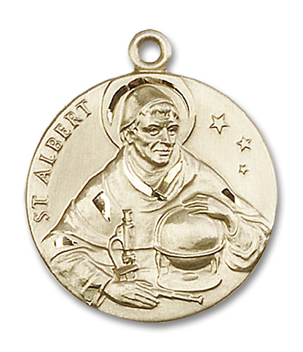 Large St. Albert Medal - 14kt Gold 1" x 7/8" Round Pendant (0832)