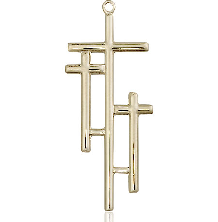Three Crosses Pendant - 14kt Gold 1 3/8