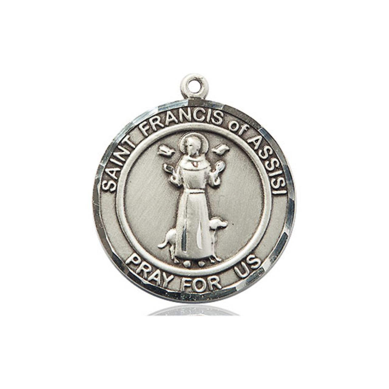 St. Francis of Assisi Medal - Sterling Silver Round Pendant (2 Sizes)